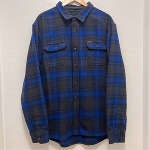 Orvis Men’s Blue Heavy Plaid Flannel Shirt Size XXL